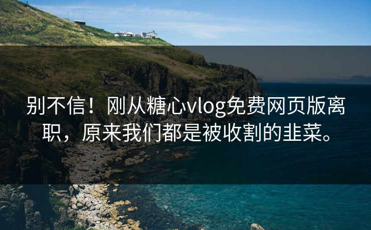 别不信！刚从糖心vlog免费网页版离职，原来我们都是被收割的韭菜。