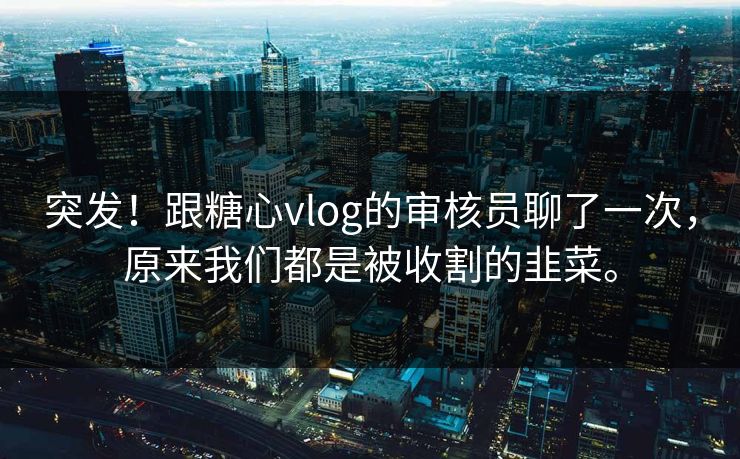 突发！跟糖心vlog的审核员聊了一次，原来我们都是被收割的韭菜。