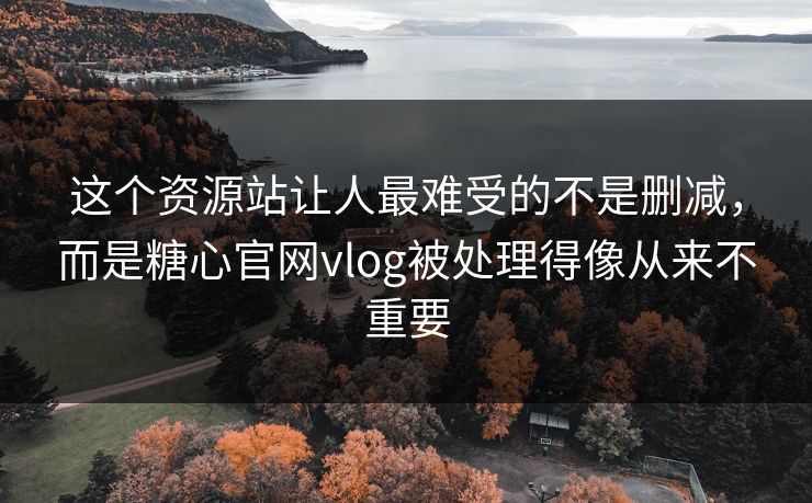 这个资源站让人最难受的不是删减，而是糖心官网vlog被处理得像从来不重要