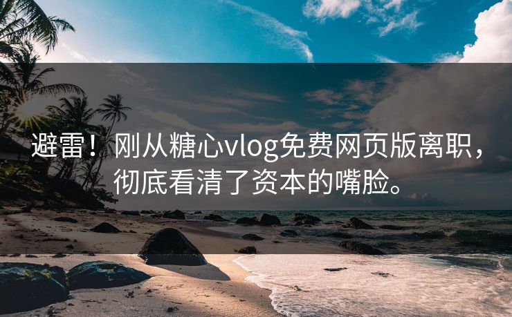 避雷！刚从糖心vlog免费网页版离职，彻底看清了资本的嘴脸。