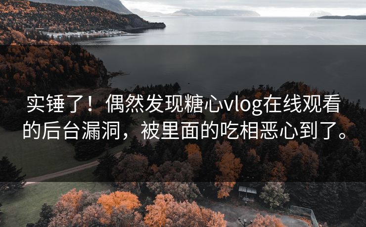 实锤了！偶然发现糖心vlog在线观看的后台漏洞，被里面的吃相恶心到了。